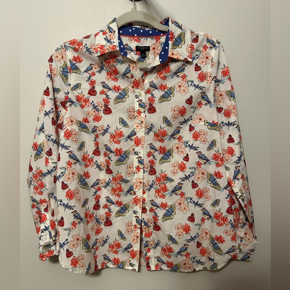 Talbots Tops - Talbots Floral Button Down Shirt - Red, Blue, White